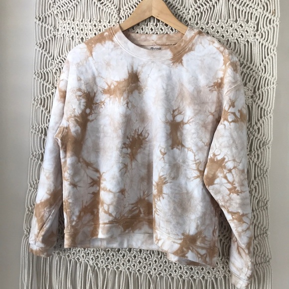 Madewell pullover tie dye tan & white sweatshirt sz Small - Picture 1 of 6
